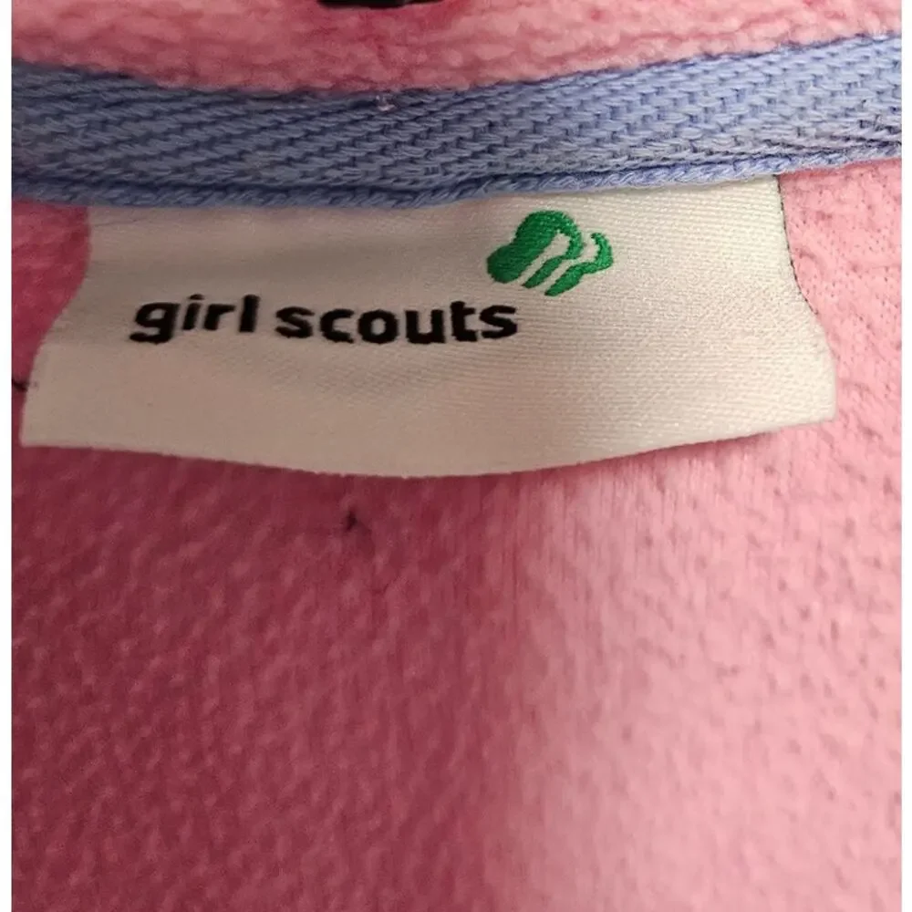 Girl Scout Fleece Pink with Lilac Trim Full Zip *L*See Measurements in Pictures